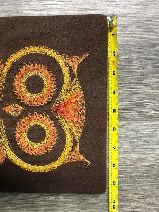Vintage Handcrafted Owl String Art Wall Decor Yellow & Orange MCM - Picture 9 of 9